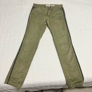 Women’s Chino’s, olive with navy stripe down leg. Barely worn, like new!